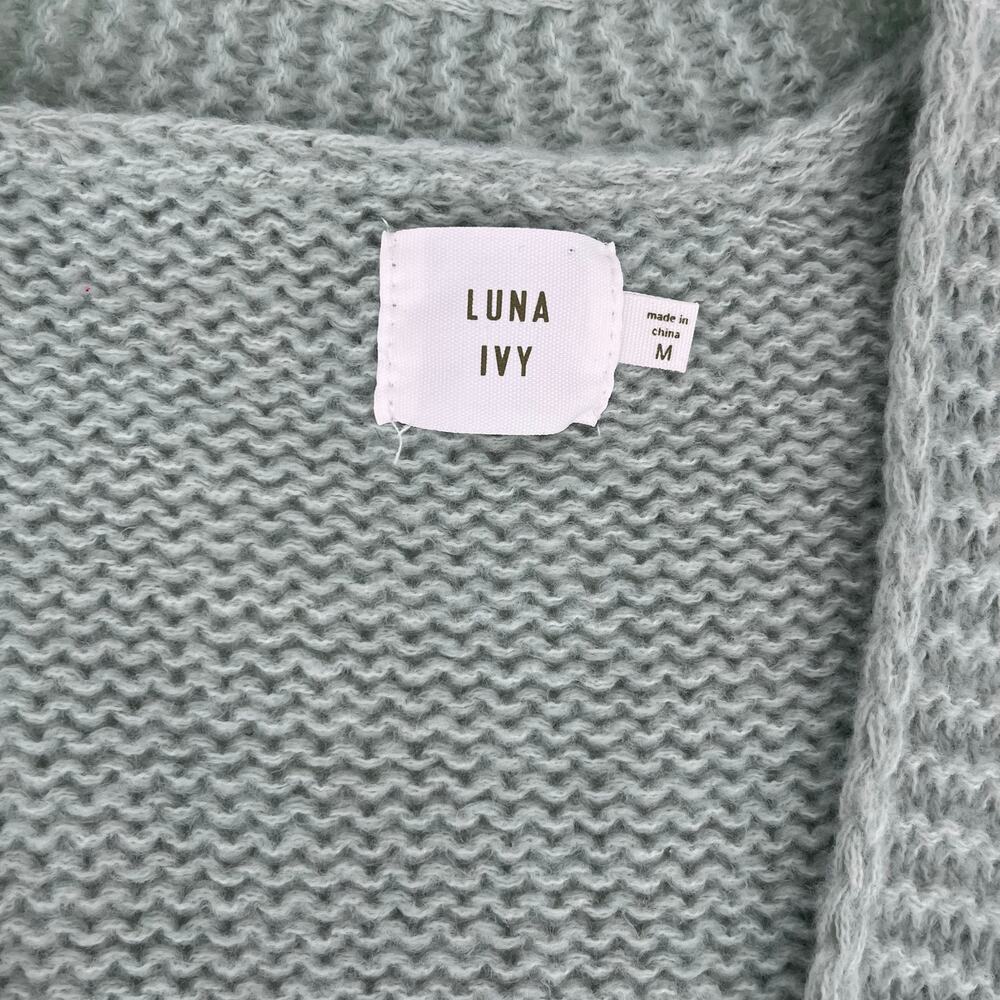 Luna Ivy Women's M Oversized Short Spring Green Chunky Knit Daisy Cardigan - Picture 7 of 8